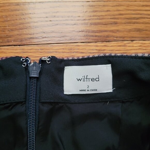 WILFRED | Aritzia Wrap-front Wool Cashmere Houndstooth Mini Skirt | Sz. 2 - Picture 4 of 6
